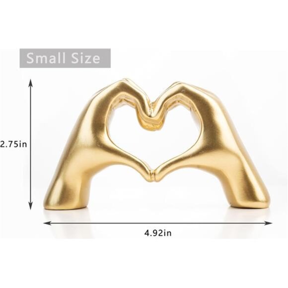 Heart Hands Sculpture Small Gold Home Decor Living Room Bedroom Office Gift - Picture 3 of 8